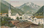 Mayrhofen mit Pfarrkirche zu U.L.F., Dekanat Zell a.Z., Erzdiözese Salzburg von NW gegen Grinbergspitzen im Tuxer Hauptkamm der Zillertaler Alpen (AVE 35). Farblichtdruck 9 x 14 cm; Joh. Maidler, Mayrhofen um 1908.  Inv.-Nr. vu914fld00069