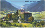 Die Stauferburg Katzenstein in Kastelbell (heute Gemeinde Kastelbell-Tschars), als Stammsitz von Conrad von Katzenstein 1258 erwähnt, gegen Ultental. Photochromdruck 9 x 14 cm; Joh(ann). F(ilibert). Amonn, Bozen 1912.  Inv.-Nr. vu914pcd00041
