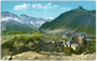 Hotel FERDINANDSHÖHE am Stilfser Joch (2.760m) mit Grenzübergang zur Provinz Sondrio, Lombardei und Dreisprachenspitze (2.843m). Photochromdruck 9 x 14 cm; Impressum: Joh(ann). F(ilibert). Amonn, Bozen um 1910.  Inv.-Nr. vu914pcd00236