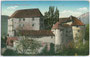 Schloss Schenna - 1844 von Erzherzog Johann von Österreich erworben - in gleichnamiger Gemeinde bei Meran im Burggrafenamt, Südtirol. Farblichtdruck 9 x 14 cm; Impressum: B. Lehrburger, Nürnberg um 1905.  Inv.-Nr. Vu914fld00023