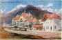 “Grand Hotel Stubai” in Fulpmes, im Heimatstil 1904 an der Endstation der Stubaitalbahn errichtet. Farbautotypie 9 x 14 cm nach Original eines anonymen Künstlers. Impressum: Deutsche Buchdruckerei GesmbH, Innsbruck um 1910.  Inv.-Nr. vu914fat00029