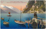 Bootssteg in Riva (heute Riva del Garda), ehem. Bzk. Riva (1868-1919) in der Gef. Grafsch. Tirol, heute Comunità Alto Garda e Ledro, Provincia di Trento. Photochromdruck 9 x 14 cm; Edition Photoglob, Zürich um 1907.  Inv.-Nr. vu914pcd00332