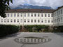 Westtrakt der Theologischen Fakultät mit Bibliothek der Universität Innsbruck, Karl-Rahner-Platz 1 vom Vorplatz des Akademischen Gymnasiums aus. Digitalphoto; © Johann G. Mairhofer 2013.  Inv.-Nr. 1DSC07350