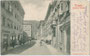 Soldat der k.u.k. Tiroler Jägerregimenr - „Kaiserjäger“ in der via Torre Verde mit Palazzo Fugger-Galasso (rechts). Lichtdruck 9 x 14 cm; Verlag Luigi Marsoner, Trento/Trient um 1900; postalisch befördert 1908.  Inv.-Nr. vu914ld00215