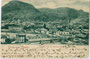 Neustadt von Bozen mit der Brücke der Brennerbahn über den Eisack und dem Kasernenareal (links im Bild) von Süden. Lichtdruck 9 x 14 cm; Verlag Lautz & Isenbeck, Darmstadt, postalisch befördert 1899.  Inv.-Nr. vu914ld00282
