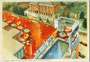 Dachterrasse mit Schwimmbecken der Dependance vom Hotel "Savoia" in Cortina d'Ampezzo, Provinz Belluno, Italien. Farboffsetdruck 10 x 15 cm; Impressum: S.A.I.G.A. già Barabino & Graeve um 1935.  Inv.-Nr. vu105fod00173 