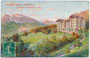 Palace Hotel „Cristallo“ in Cortina d'Ampezzo gegen die Cristallogruppe, 1962 Drehort für die Kriminalkomödie „The Pink Panther“(Regie: Blake Edwards). Farbautotypie 9 x 14 cm; Verlag Richter & Co., Napoli; postalisch befördert 1911.  Inv.-Nr. vu914fat000