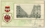 Anichstraße in Innsbruck, Innere Stadt von Westen im Kreuzungsbereich mit der Fallmerayerstraße. Lichtdruck 9 x 14 cm, Bildfeld goldgerahmt, Heraldik erhaben geprägt.  B. Lehrburger, Nürnberg; postal. befördert 1902.  Inv.-Nr. vu914ld00240