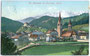 St. Lorenzen bei Bruneck mit Pfarrkirche Sankt Laurentius. Photochromdruck 9 x 14 cm; Impressum: Verlag Alois Hellweger; Joh(ann). F(ilibert). Amonn (Vertrieb) 1906.  Inv.-Nr. vu914pcd00009