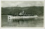 Bodensee-Motorschiff "Oesterreich" (Erbauer: Schiffswerft Korneuburg, Indienststellung 1928, Stilllegung 2009) in voller Fahrt. Gelatinesilberabzug 9 x 14 cm; Impressum: Ad(olf). JÖRG, Friedrichshafen; Souvenirstempel „2. Aug. 1936“.  Inv.-Nr. vu914gs0113