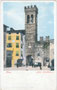 Torre Pretorio (deutsch: Stadtturm) in Riva, Gefürst. Grafsch. Tirol (1868 – 1919, heute Comunità Alto Garda e Ledro, Provincia autonoma di Trento). Chromolithographie 9 x 14 cm; Verlag Purger & Co., München 1901.  Inv.-Nr. vu914clg00012