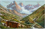 Alm im hinteren Sandestal, Gde. Gschnitz, Bzk. Innsbruck-Land, Gefürst. Grafsch. (seit 1919 Bundesland) Tirol und Tribulaungruppe (= Östlicher Hauptkamm). Photochromdruck 9 x 14 cm; Verlag K(arl). Redlich, Innsbruck um 1910.  Inv.-Nr. vu914pcd00238