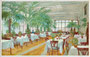 Inneres der Glasveranda vom Hotel „Greif“ am Waltherplatz (Eingang Raingasse Nr. 28) in Bozen, Gefürst. Grafsch. Tirol (heute Provinz Bozen, Italien). Farbautotypie 9 x 14 cm nach einem Original von W. Volay um 1910.  Inv.-Nr. vu914fat00079