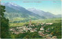 Schlanders im Vinschgau (Südtirol) mit Pfarrkirche Mariä Himmelfahrt von Nordosten. Photochromdruck 9 x 14 cm; Impressum: Joh(ann). F(ilibert). Amonn, Bozen 1907.  Inv.-Nr. vu914pcd00277