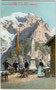 Gasthaus "Weißer Knott" an der Stilfserjochstraße mit Denkmal zur Erinnerung an die Ortler-Erstbesteigung durch Josef Pichler (1765-1854). Photochromdruck 9 x 14 cm; Impressum:Edition Photoglob, Zürich um 1910.  Inv.-Nr. vu914pcd00302