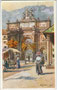 Leopoldstraße bei der Südseite der Triumphpforte in Innsbruck an einem schönen Herbsttag. Farbautotypie nach einem Original von Eduard Hofecker (1887-1938); Verlag der Brüder Kohn Wien I, 1911.  Inv.-Nr. vu914fat00114