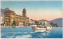 Schaufelraddampfer "Concordia" der Gardasee-Schifffahrt in voller Fahrt beim Grand Hotel "Gardone Riviera". Photochromdruck 9 x 14 cm; Edit(ori). Brunner & C(ompagno)., Como 1926 oder Folgejahre.  Inv.-Nr. vu914pcd00354