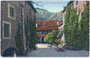 Hof der Burg Runkelstein an der Talfer in Wangen, Gemeinde Ritten, Gbz. und Bzk. Bozen, Gefürst. Grafsch. Tirol (heute Auton. Prov. Bozen-Südtirol). Photochromdruck 9 x 14 cm; Impressum: Lorenz Fränzl, München 1905.  Inv.-Nr. vu914pcd00013