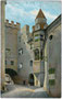 Hof der Burg Hasegg in Hall, Schauplatz der Hochzeit von Maximilian und Bianca Maria Sforza 1494. Kombinationsfarbdruck 9 x 14 cm; Robert Wrger, Innsbruck um 1905.  Inv.-Nr. vu914kfd00017