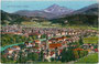 St. Nikolaus gegen Süden, im Vordergrund Schloss Büchsenhausen im Stadtteil Hötting. Photochromdruck 9 x 14 cm; Impressum: Karl Redlich, Innsbruck um 1910.  Inv.-Nr. vu914pcd00219