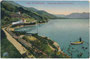 Valsuganabahn in Calceranica al Lago di Caldonazzo, Ger.bzk. Pergine, Bzk. Trient (heute: C04 Comunità Alta Valsugana e Bersntol, Provinz Trento). Farblichtdruck 9 x 14 cm; Tipografia Luigi Torgler, Pergine; postal. befördert 1915.  Inv.-Nr. vu914fld00072