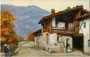 Bauernhaus, wohl ein Obsthof in Morter, Gemeinde Latsch im Vinschgau, Südtirol. Photochromdruck 9 x 14 cm; Impressum: Verlag D & N ohne Ortsangabe um 1905, postalisch befördert 1921.  Inv.-Nr. vu914pcd00273