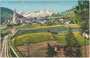 Reith bei Seefeld, Bzk. Innsbruck-Land, Tirol an der Mittenwaldbahn gegen das Wettersteingebirge in den Nördlichen Kalkalpen der Ostalpen. Photochromdruck 9 x 14 cm; Impressum: Purger & Co., München 1912.  Inv.-Nr. vu914pcd00394
