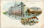 Hotel & Restaurant „Tochtermann“ (heute u.a. MPreis-Filiale) in Wilten (1904 nach Innsbruck eingemeindet), Grenzstraße (heute Maximilianstraße) 3. Chromolithographie 9 x 14 cm; A. Trüb & Cie., Aarau u. Lausanne um 1900.  Inv.-Nr. vu914clg00016
