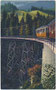 Triebwagen mit Beiwagen der Stubaitalbahn auf dem Gerüstpfeilerviadukt in Kreith, Gemeinde Mutters unterwegs nach Fulpmes. Photochromdruck 9 x 14 cm; Verlag Karl Redlich, Landhausstraße (heute Meraner Str.) Nr. 1, Innsbruck.  Inv.-Nr. vu914pcd00345