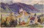 „Kufstein von Hohen-Staffing“. Farbautotypie 9 x 14 cm nach einem Entwurf von Edward Theodore Compton (1849 – 1921), Maler und Alpinist. Verlag B. & K. M. (Becker & Kölblinger, München) um 1900.  Inv.-Nr. vu914fat00147