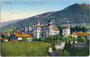 Ansitz Knillenberg, Dantestraße 30 in Obermais (1924 nach Meran eingemeindet), Gerichtsbezirk und Bezirk Meran, Gefürst. Grafsch. Tirol (heute Auton. Provinz Bozen-Südtirol. Photochromdruck 9 x 14 cm; Lorenz Fränzl, Bozen 1905.  Inv.-Nr. vu914pcd00049