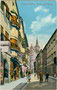 Franz-Josef-Straße in der Bezirkshauptstadt Schwaz, Tirol mit Photoatelier von Georg Angerer (links) von Westen. Photochromdruck 9 x 14 cm ohne Urhebernachweis um 1910.  Inv.-Nr. vu914pcd00274