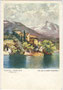 Lago di Toblino, Comune di Calavino im Valle dei Laghi (heute Comunità Valle dei Laghi, Provincia di Trento). Farbautotypie 10 x 15 cm nach einem Ölgemälde von Luigi Vicentini um 1940.  Inv.-Nr. vu105fat00008