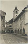 Das 1911 eröffnete K(aiserlich österreichisch). K(öniglich böhmische). Postamt in der Altstadt von Hall in Tirol, Krippgasse 7. Gelatinesilberabzug 9 x 14 cm; Impressum: A(lfred). Stockhammer, Hall in Tirol 1912.  Inv.-Nr. vu914gs01242