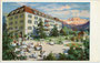 Hotel „Luna - Mondschein“ in Bozen, Piavestraße 15 im ehemaligen Viertel Zollstange von Zwölfmalgreien (1911 nach Bozen eingemeindet). Farbautotypie 9,5 x 11 cm ohne Künstlersignatur; im Eigenverlag um 1930.  Inv.-Nr. vu105fat00026