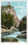 Die ZENOBURG aus der Passerschlucht. Photochromdruck 9x14cm; Verlag F. W. Ellmenreich, Buch- und Kunsthandlung, Meran-Mendel-Trafoi-Karersee um 1900.  Inv.-Nr. vu914pcd00167