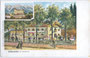 Kaffeehaus Restaurant „Schlosskeller“ (heute Burghauptmannschaft vom Schloss Ambras) von Alois Munaretto, Schlossstraße16, Amras. Farbautotypie 9 x 14 cm, Künstlersignatur: „MR Co.“; Verlag Ohnewein & Cie., Innsbruck um 1900.  Inv.-Nr. vu914fat00073