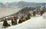 Rodelpartie am Weg zum Rechenhof über Arzl (1940 Innsbruck eingemeindet). Photochromdruck 9 x 14 cm; Verlag C.L.I. (Carl Lampe, Innsbruck) 1907 (Zusätzlich sind durch Photomontage einzelne Personen ergänzt worden).  Inv.-Nr. vu914pcd00086
