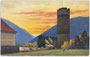 Trostturm der Fröhlichsburg in Mals im Vinschgau, Südtirol. Photochromdruck 9 x 14 cm; Impressum: D & N Photochromie Serie 212 Nr. 35350 ohne Angabe des Verlagsortes um 1904, postalisch befördert 1916.  Inv.-Nr. vu914pcd00016