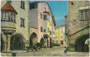 Lastfuhrwerk beim Laubenhaus Nr. 8 mit Runderker von 1599 in Neumarkt, Bzk. Bozen, Gefürst. Grafsch. Tirol; heute Bez.gem. Überetsch-Unterland, Südtirol. Photochromdruck 9 x 14 cm; Joh. F. Amonn, Bozen 1914.  Inv.-Nr. vu914pcd00304