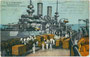 S.M.S. "Babenberg" der k.u.k. Kriegsmarine beim Bunkern von Kohle, Holz, Wasser und Proviant. Photochromdruck 9 x 14 cm; Impressum: G. Fano (ohne Ortsangabe) 1912/13.  Inv.-Nr. vu914pcd00305