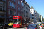 Gelenktriebwagen Bombardier Flexity Outlook C der Innsbrucker Verkehrsbetriebe Linie 3 auf Fahrt entlang der nördlichen Häuserzeile derr Defreggerstraße in Pradl Richtung Innere Stadt. Digitalphoto; © Johann G. Mairhofer 2012.  Inv.-Nr. 1DSC04610