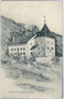 Von Herzog Siegmund zum Jagdschloss ausgebaute Burg Siegmundsried in Ried in Tirol, 1868 bis 1978 Sitz des Bezirksgerichts Ried im politischen Bezirk Landeck. Lichtdruck 9 x 14 cm; Impressum: Kalophot, München 23 um 1905.  Inv.-Nr. vu914ld00164