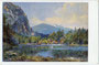 Tristacher See mit Badestrand und Gastwirtschaft bei Lienz in Osttirol. Farbautotypie 9 x 14 cm nach einem Original eines anonymen Künstlers. Impressum: Verlag August Gander, Kunsthandlung, Lienz um 1930.  Inv.-Nr. vu914fat00155