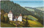 Die Fischburg aus dem 17. Jh. in Wolkenstein in Gröden, Gbz. Kastelruth, Bzk. Bozen, Gefürst. Grafsch. Tirol (heute Auton. Prov. Bozen-Südtirol). Photochromdruck 9 x 14 cm; Impressum: Gerstenberger & Müller, Bozen 1905.  Inv.-Nr. vu914pcd00161