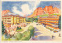 Hotel "Grande Albergo Savoia" nach einem Entwurf von Aldo Raimondo (1902 Rom -1997 Milano) in Cortina d'Ampezzo, Prov. Belluno, Italien. Farbrastertiefdruck ca. 10 x 15 cm; Verlag S.A.I.G.A. gia Barabino & Graeve, Genova um 1935.  Inv.-Nr. vu105frt00004