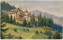 Heilbad Obladis mit Kurhotel (1972 abgebrannt) und Trinkkurhallem, nach Umbau Pension und Cafè in Ladis, Bzk. Landeck, Tirol. Farbautotypie nach einem Aquarell (Signatur unleserlich) 9 x 14 cm; Eigenverlag, postalisch befördert 1926.  Inv-Nr.vu914fat00140