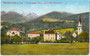 Erlöserkirche der Ursulinen in Bruneck, Gefürst. Grafsch. Tirol (heute Auton. Prov. Bozen-Südtirol) gg. Kleine und Große Windschar (3.041m, Rieserfernergruppe, Hohe Tauern). Photochromdruck 9 x 14 cm; Josef Werth, Toblach um 1912.  Inv.-Nr. vu914pcd00217