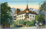 Schloss Labers (heute Hotel) im gleichnamigen Ortsteil der von Meran, Gefürst. Grafsch. Tirol (1849-1919), heute Südtirol. Photochromdruck 9 x 14 cm; Aufnahme/Verlag Lorenz Fränzl, Bozen 1912.  Inv.-Nr. vu914pcd00045