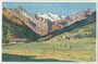 Gschnitz, Gbz. Steinach (bis 1977), Bzk Innsbruck-Land mit Tribulaune und Stubaier Gletscher. Farboffsetdruck 9 x 14 cm nach einem Aquarell von Johann Jordan (1874 - 1946). Buchdruckerei Tyrolia, Innsbruck um 1930.  Inv.-Nr. vu914fod00004